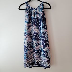 Navy floral halter midi dress